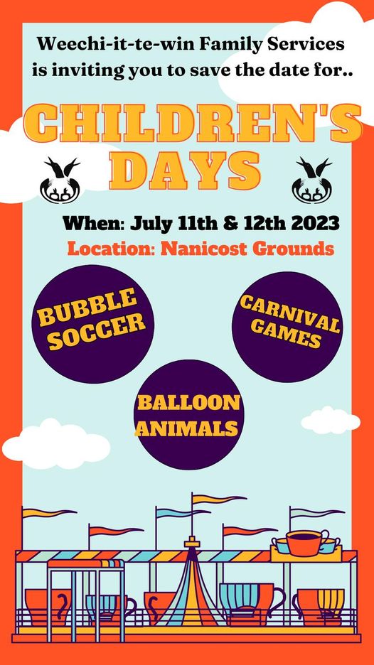 Children's Days events July 11 and July 12, 2023. This year we are having a Carnival theme !